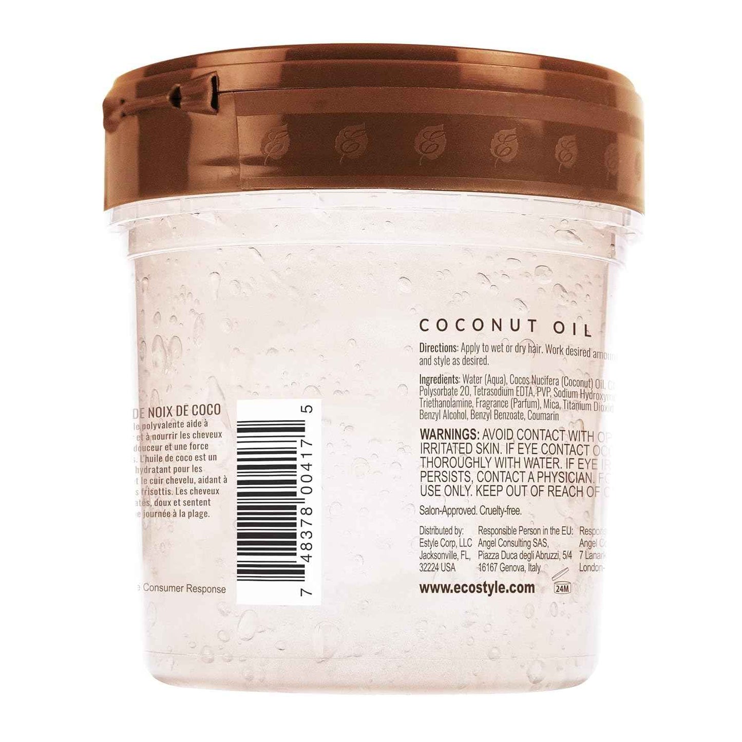 Eco Style Coconut Oil Styling Gel - Adds Luster and Moisturizes Hair - Weightless Styling and Superior Hold - Prevents Breakage and Split Ends - Promotes Scalp Health - Ideal for all Hair