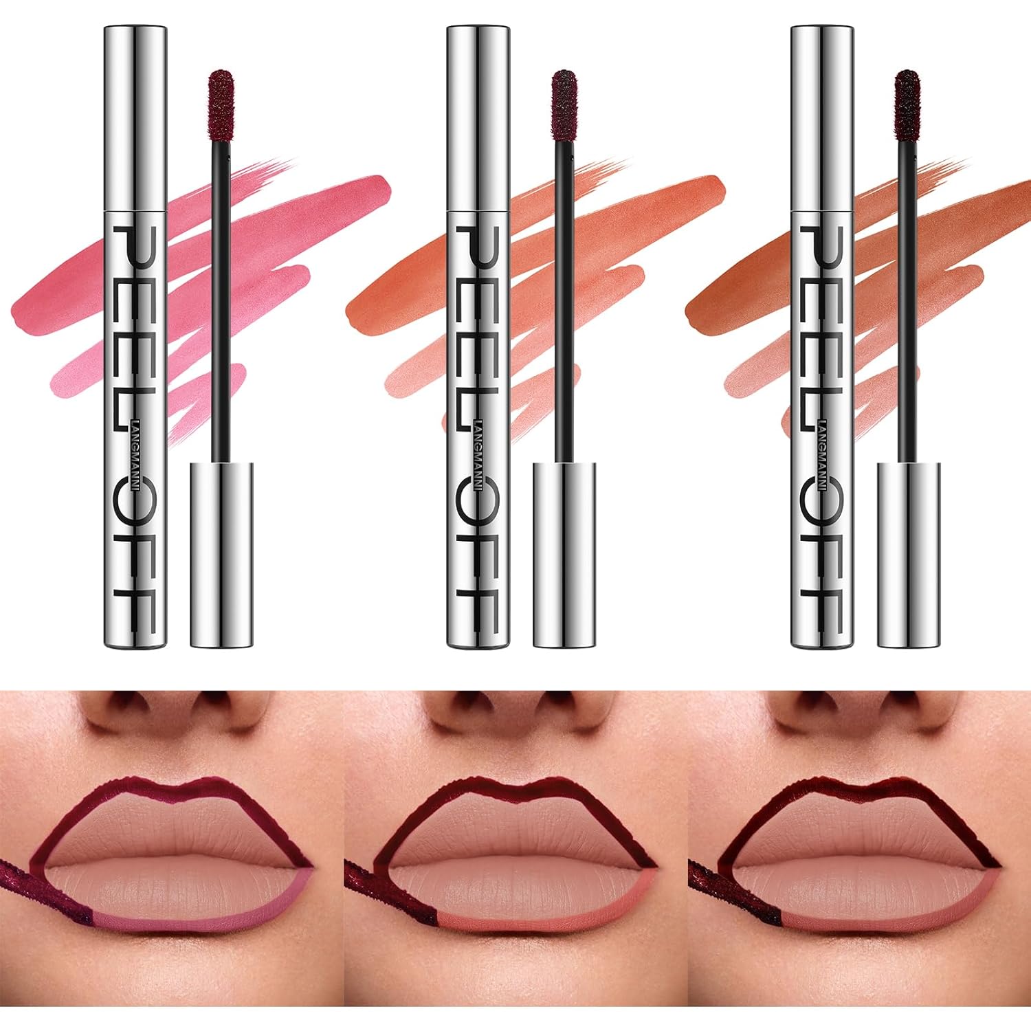 LANGMANNI_3_Colors_Long-Lasting_Peel_Off_Lip_Liner_Set,_Waterproof_&_Smudge-Proof_Matte_Lip_Liners_Gift_Makeup_For_Girls_(#1+2+3)