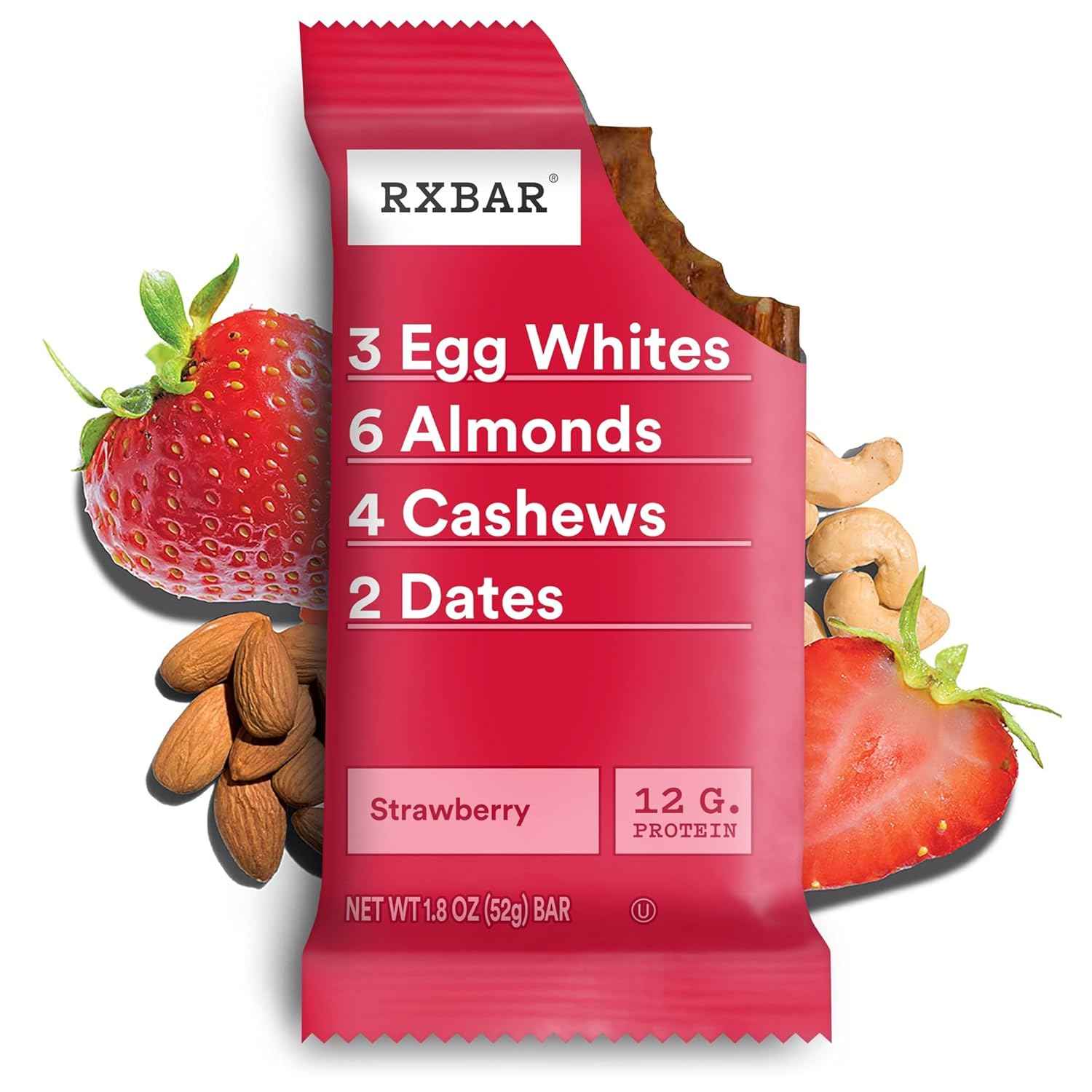RXBAR Protein Bars, 12g Protein, Gluten Free Snacks, Strawberry