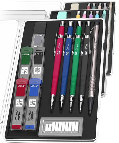 Mr. Pen Mechanical Pencil Set with Lead and Eraser Refills, 5 Sizes - 0.3, 0.5, 0.7, 0.9 and 2 Millimeters, Drafting, Sketching, Illustrations, Architecture