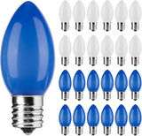 Brightown C9 LED Replacement Christmas Bulbs, 25 Pack Multicolor Shatterproof C9 Bulbs, Waterproof Commercial LED Holiday Bulb for Christmas String Light, E17 Intermediate Base, Dimmable