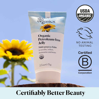 Sky Organics Organic Petroleum-free Jelly, Multi-Purpose Skin Care Balm with Organic Shea Butter, Coconut Oil, Olive Oil & Vitamin E, Moisturizing Lip Balm & Moisturizer for Dry Skin, 2.5 Oz