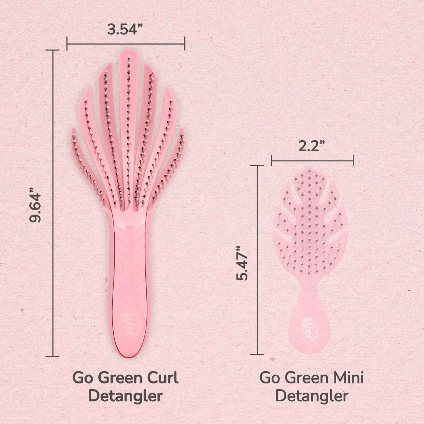 Wet Brush Go Green Curl Detangler Hair Brush, Pale Pink, Ultra-Soft IntelliFlex Detangling Bristles Glide Through Tangles with Ease, Great For Curls, No Split Ends & Pain-Free for Wet or Dry Hair
