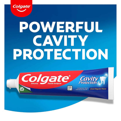 Colgate Cavity Protection Toothpaste with Fluoride, Minty Great Regular Flavor, Anti Cavity Toothpaste