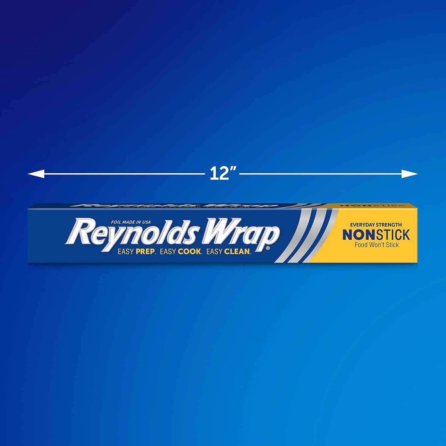 Reynolds Wrap Non Stick Aluminum Foil, Nonstick Aluminum Foil Roll, Prevents Food Sticking and Messy Cleanup, Great for Covering Casseroles and leftovers