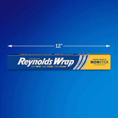 Reynolds Wrap Non Stick Aluminum Foil, Nonstick Aluminum Foil Roll, Prevents Food Sticking and Messy Cleanup, Great for Covering Casseroles and leftovers