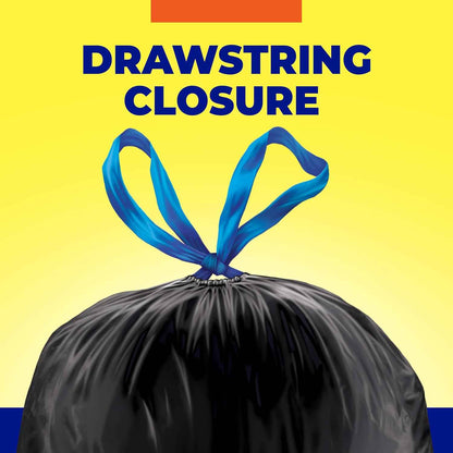 Hefty Essentials Drawstring 30 Gallon Trash Bags, Parties, Large Trash Items, and More, Scent Free
