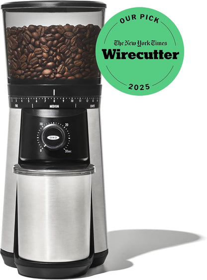 OXO_Brew_Conical_Burr_Coffee_Grinder_-_Silver,_Stainless_Steel_Burrs,_One-Touch_Automatic_Smart_Grind