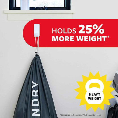 Command 10 lb XL Heavyweight Hook, 2 Wall Hooks and 6 Strips, Damage-Free Hanging with Adhesive, Heavy Duty Hanging Great for Organization and Storage