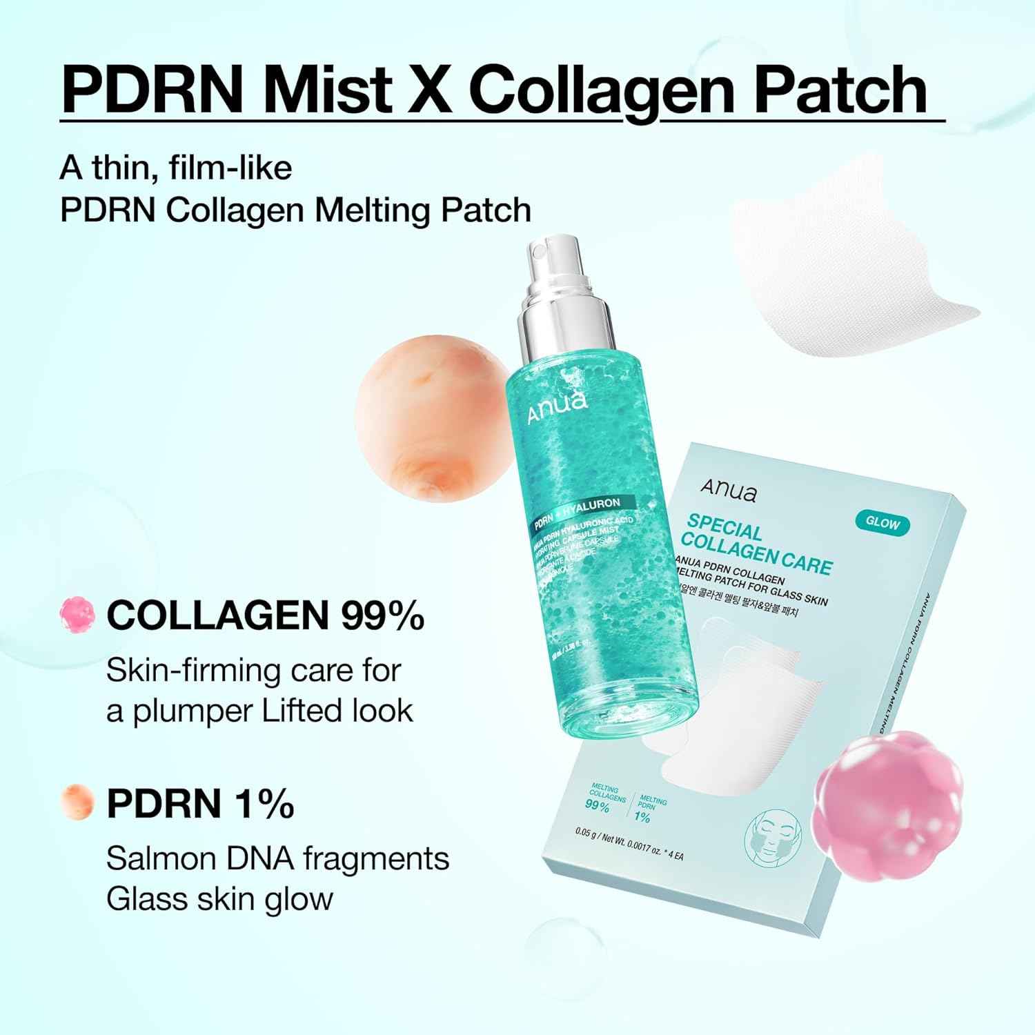 ANUA Salmon DNA PDRN Collagen Melting Patch for Glass skin, Smile Line Patches, Wrinkle Patches, Melting Thin Collagen Patch, Firming for Fine Lines, Glow, Korean Skincare, 2 Pairs x 4EA, Patch Only