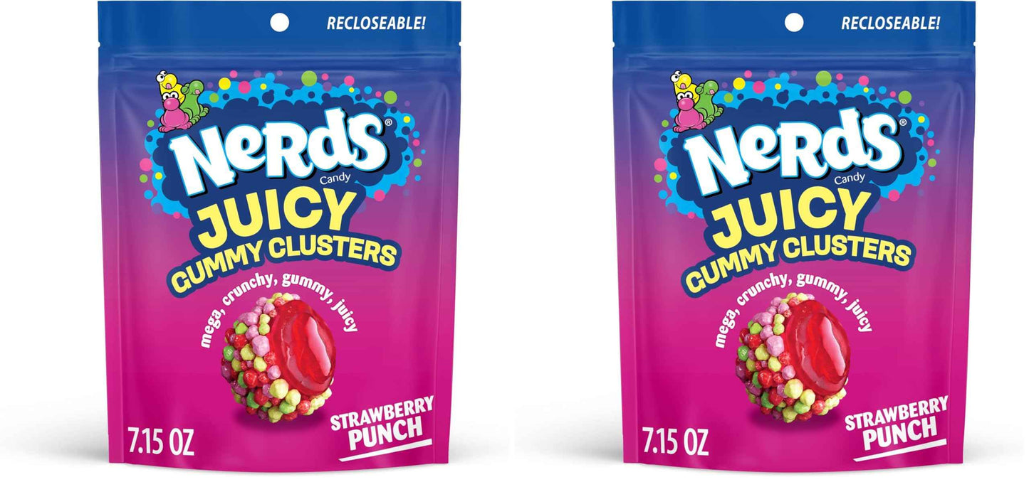 NERDS Juicy Gummy Clusters, Juicy and Gummy Candy, 1 Stand Up Bag, for Snacking and Sharing, 7.15 oz