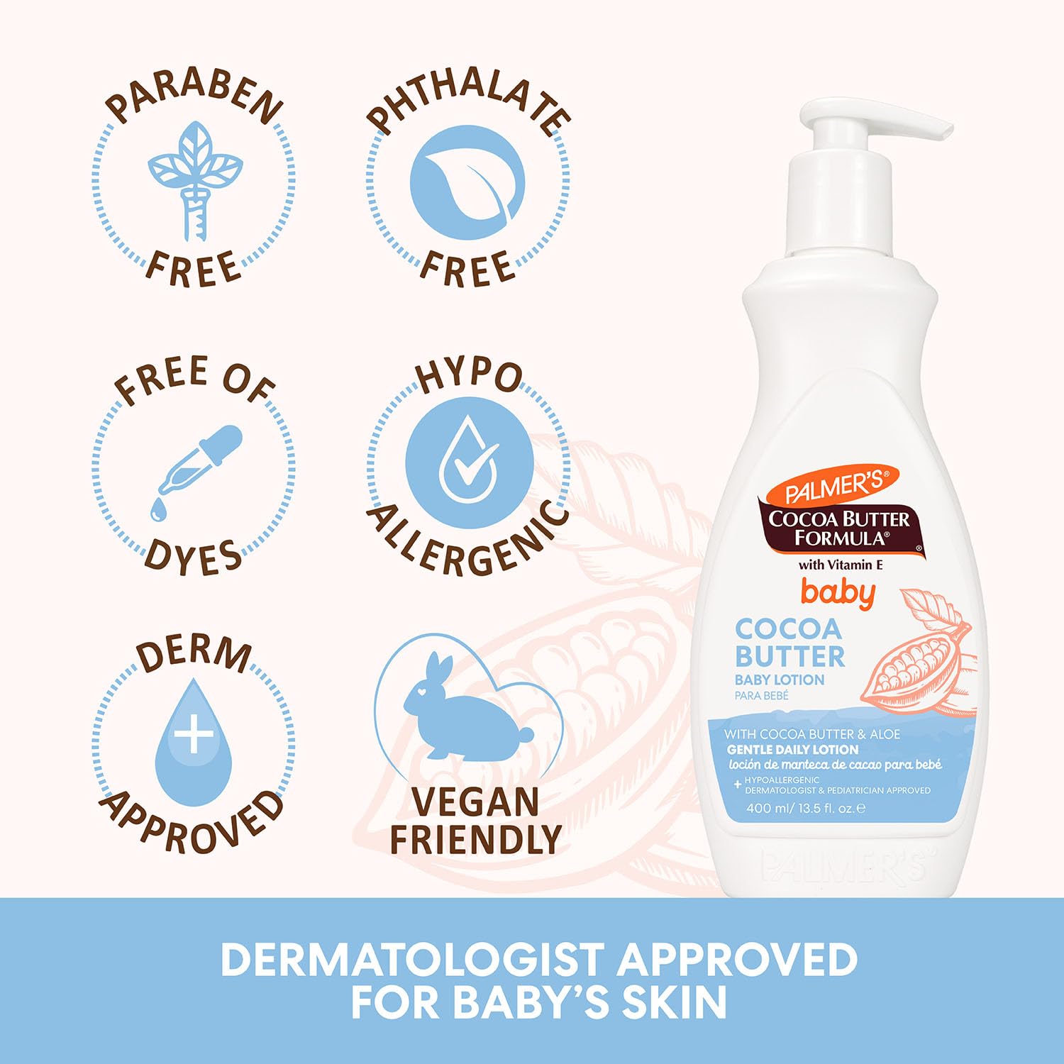 Palmer's_Baby_Lotion,_Cocoa_Butter_Formula_Body_Lotion,_13.5_Fl_Oz,_Gentle_Baby_Moisturizer_for_Delicate_Skin_with_Vitamin_E_&_Aloe,_Hypoallergenic,_48Hr_Moisture,_Dermatologist_Tested_Baby_Essentials