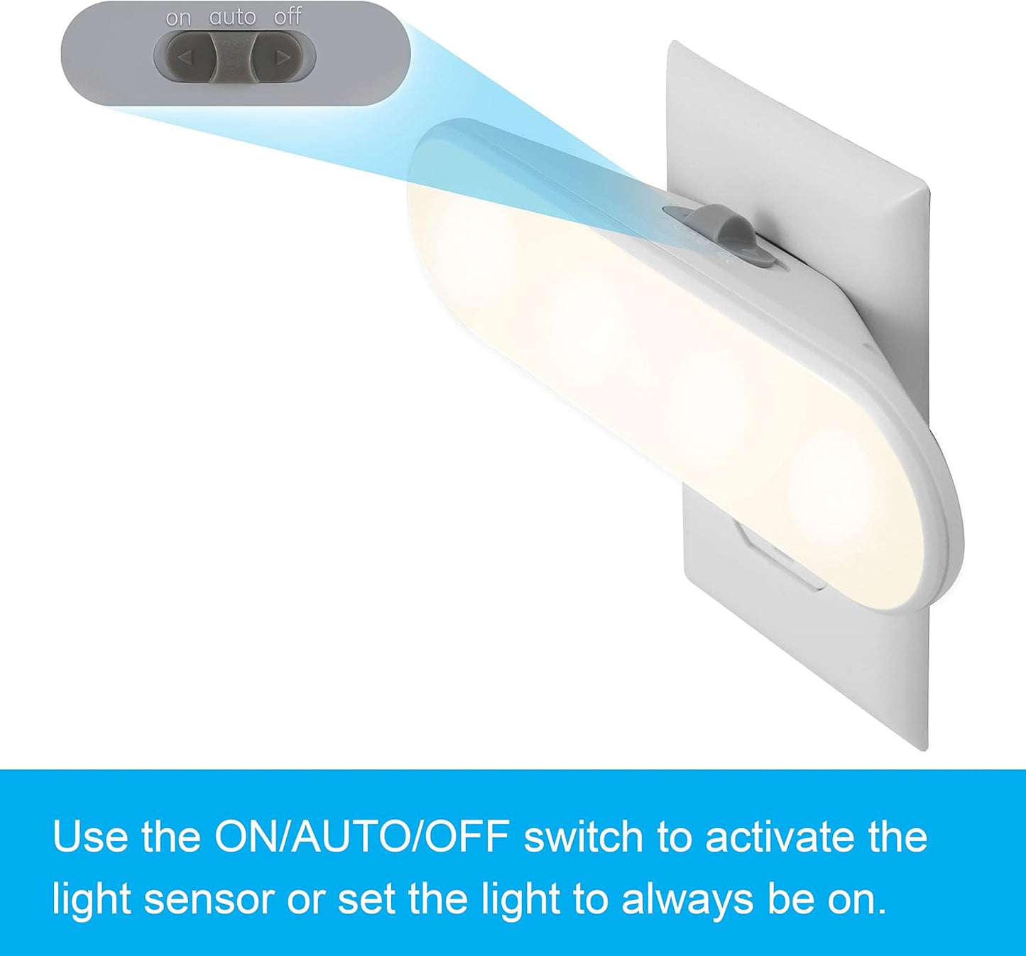 GE_Ultrabrite_LED_Light_Bar_Night_Lights_Plug_Into_Wall_Room_Decor_Ambient_Lighting_Dusk_to_Dawn_Sensor_Bright_Nightlight,_White,_100_Lumens,_2_Pack
