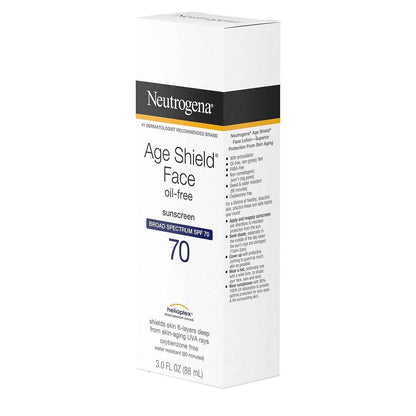Neutrogena Age Shield Face Oil-Free Sunscreen Lotion with Broad Spectrum SPF 70, Non-Comedogenic Moisturizing Sunscreen to Help Prevent Signs of Aging, PABA-Free, 3 fl. oz.