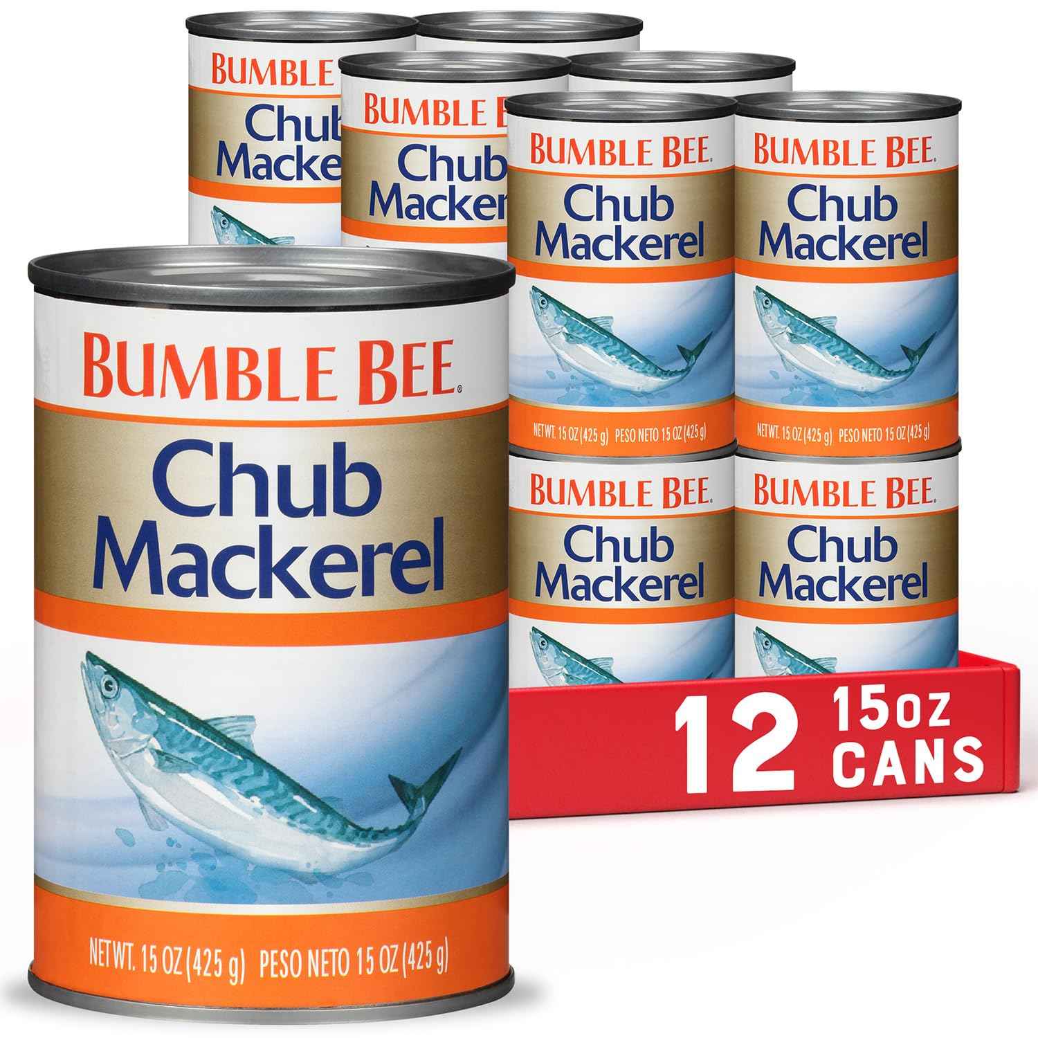 Bumble Bee Chub Mackerel, 15 oz Can - Canned Mackerel Fish, High Protein Keto Food, Gluten Free