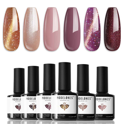 modelones Cat Eye Magnet Set, Heart French Cateye Gel Polish Nail Tools Kit Dual-Head 3 IN One Magnets Pen Heart Round Square Flower Glassy Moon Multi Effect Nail Art Designs Home DIY Salon Use