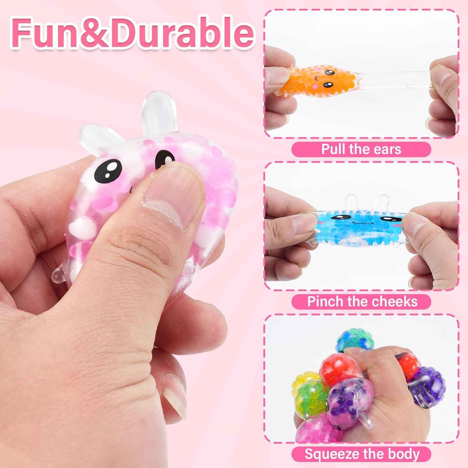 Easter Egg Fillers, 12 Pcs Mini Bunny Squishy Toys, Easter Basket Stuffers Essentials Egg Basket Fillers Gifts for Teens Adults, Bunny Stress Ball Party Favors