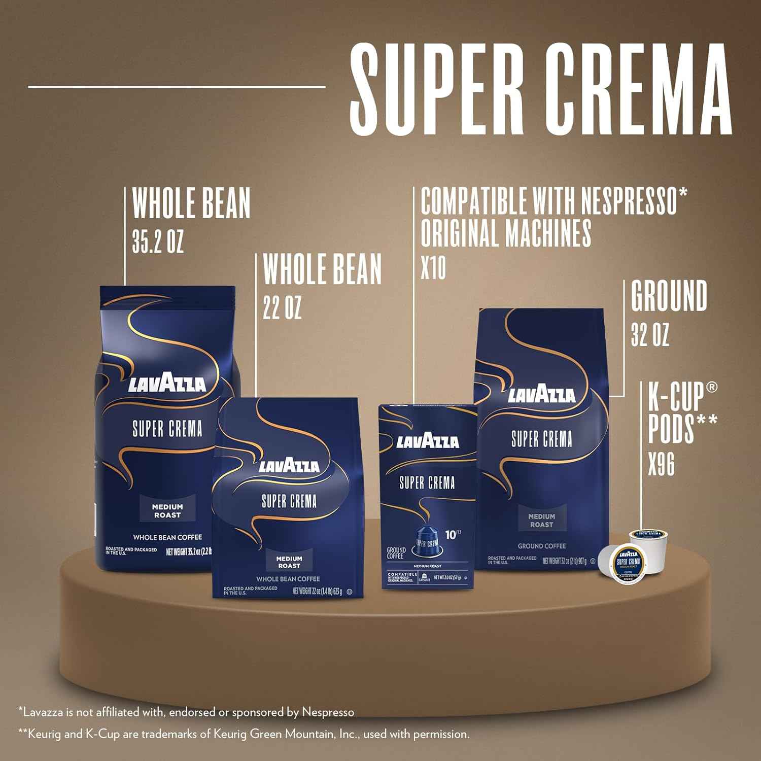 Lavazza Whole Bean Coffee, Medium Espresso Roast, Arabica and Robusta Blend