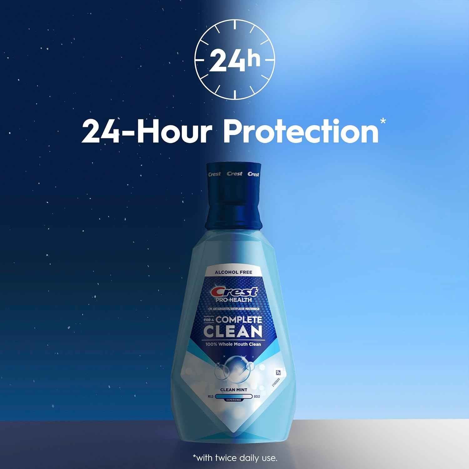 Crest Mouthwash Pro Health Complete Clean, CPC (cetylpyridinium chloride) Antigingivitis/Antiplaque, Alcohol Free, Clean Mint