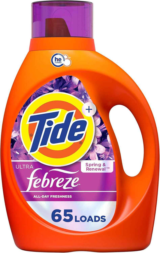 Tide Ultra Febreze Liquid Laundry Detergent, Spring and Renewal scent, Laundry Detergent Liquid with All-Day Freshness