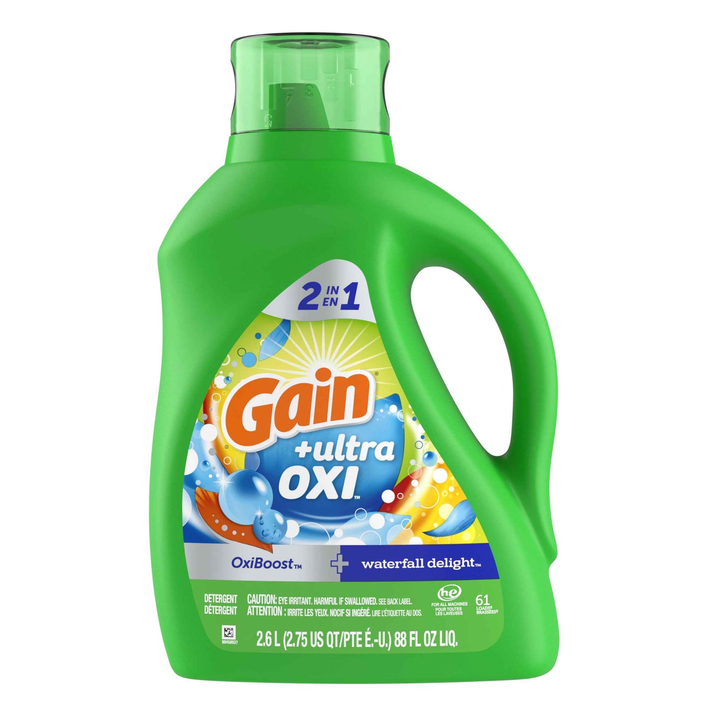 Gain Liquid Laundry Detergent with Odor Defense, Waterfall Delight Scent, Laundry Soap For HE Washing Machines