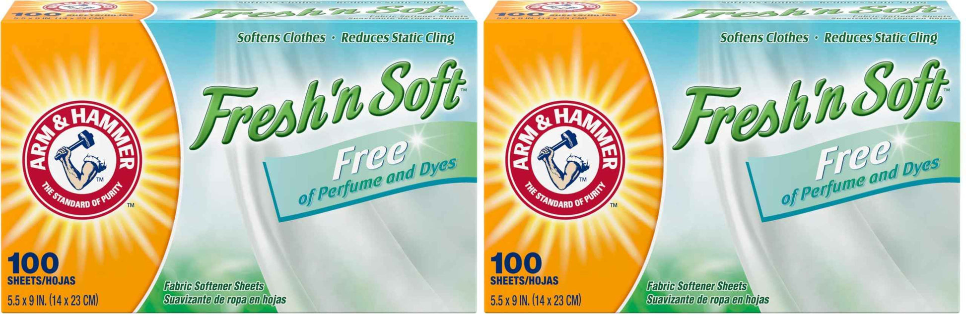Arm & Hammer Fabric Softener Sheets, Free of Perfumes and Dyes, 100 ct