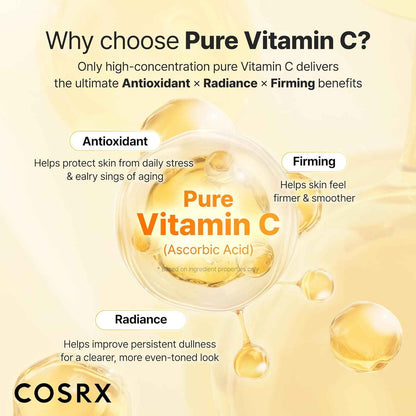 COSRX Advanced Pure Vitamin C 23% Serum with Vitamin E & Glutathione, Korean Vitamin C Serum for Fine Lines, Uneven Skin Tone & Dull Skin, 0.7oz, Korean Skin Care, Mothers Day Gifts for Mom & Wife