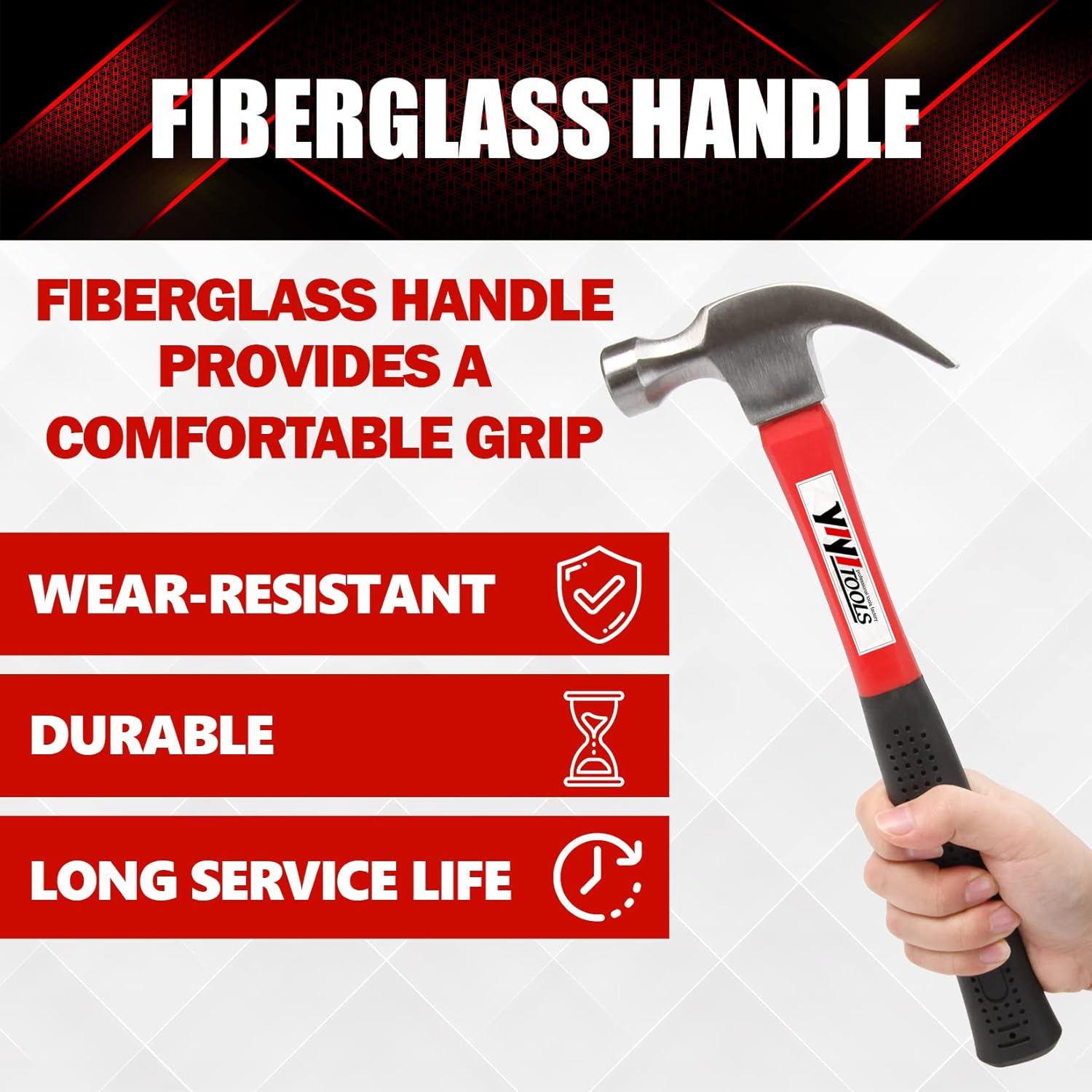 YIYITOOLS_Claw_Hammer_With_fiberglass_Handle_–_16-oz,_Red_and_Black_(YY-1-003)
