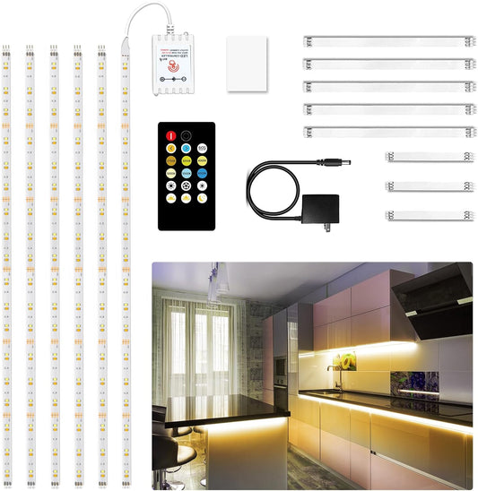 DAYBETTER_Under_Cabinet_Lights,_6_PCS_Under_Cabinet_Lighting_with_Remote,_Dimmable_LED_Strip_Lights_for_Bedroom,_LED_Lights_for_Kitchen_Cabinet,_Counter_Shelf_2700K-6500K_Warm_to_Daylight_White,_9.8ft