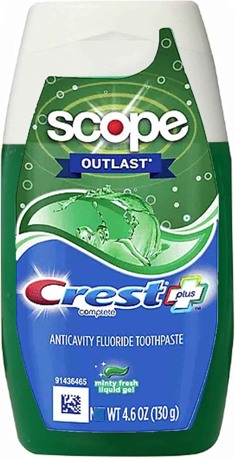 Crest Complete Whitening Plus Scope Tartar Control Toothpaste, Minty Fresh Liquid Gel, 4.6 Oz (130g)
