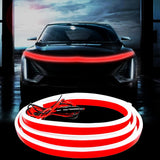 Car LED Hood Light Strip, 70 Inch 12V Flexible Waterproof Daytime Running Lights for Car, Universal Engine Cover Decoration Accessories for Cars, SUVs, Trucks, Dynamic Scan Start-up Effect (White/Red/Ice Blue)