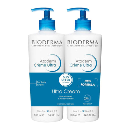 Bioderma Atoderm Ultra Cream Duo Pack, Hydrating Body Moisturizer for Normal to Dry Sensitive Skin