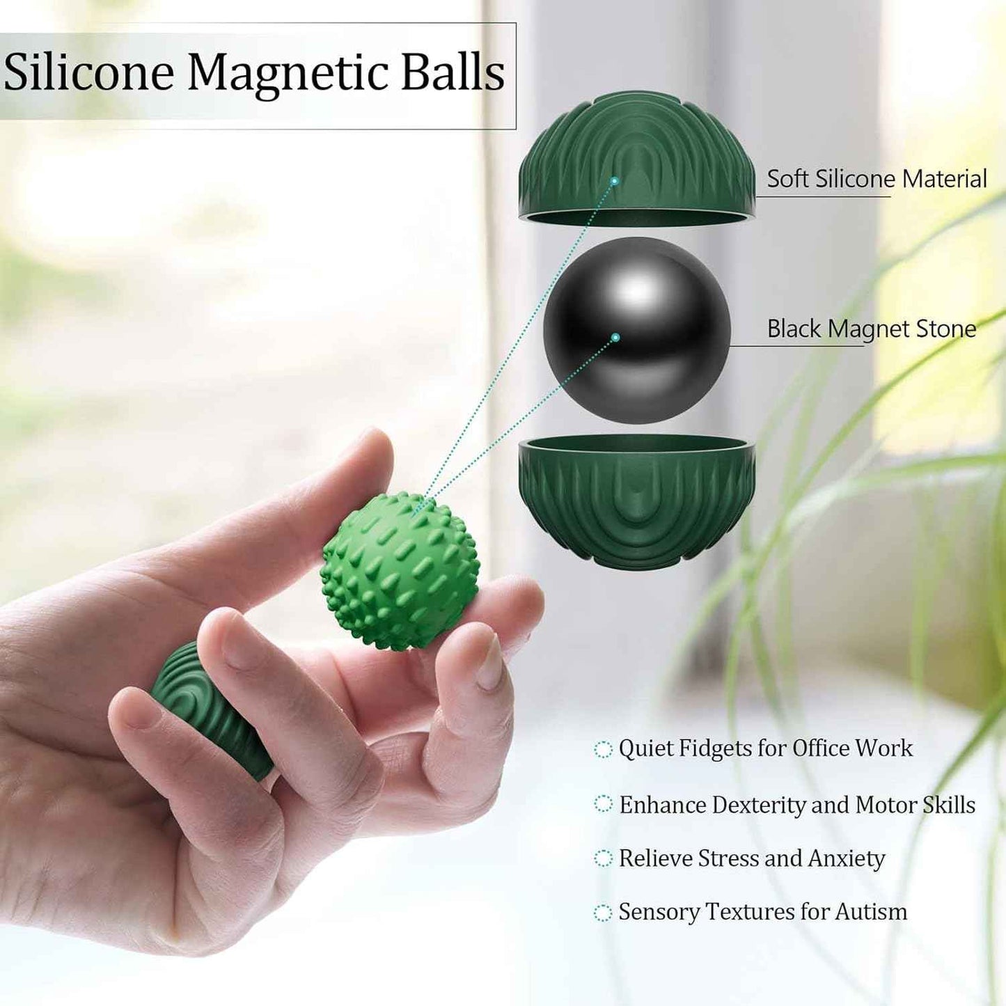 Silicone Magnetic Balls Fidget Toys for Adults & Teens, Stress Relief Sensory Toys for Autism ADHD Anxiety,Fun Textures Gadgets,Office Desk Toy,Stocking Stuffers for Women Men Teen Gift
