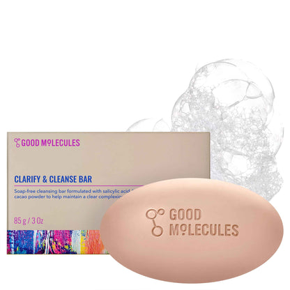 Good Molecules Clarify and Cleanse Bar - Soap Free Bar with Salicylic Acid, BHA for Skin Tone Balancing and Cleansing - Body and Facial Cleanser, Skin Care for Face