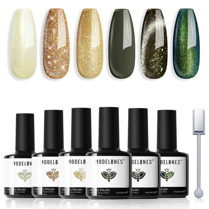 modelones Gel Nail Polish Set - 6 Colors Nude Pink Milky White Gel Polish Set Light Neutral Pink Nail Polish Barely Pink Soak Off LED Starter Kit Popular Nail Art DIY Manicure Gifts