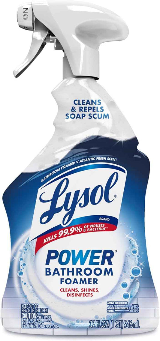 Lysol Bathroom Cleaner, Multipurpose Cleaner for Showers, Bathtubs, Sinks, Disinfectant Spray Kills 99.9% of Germs, Zero Bleach Cleaning Spray, 32 Oz.
