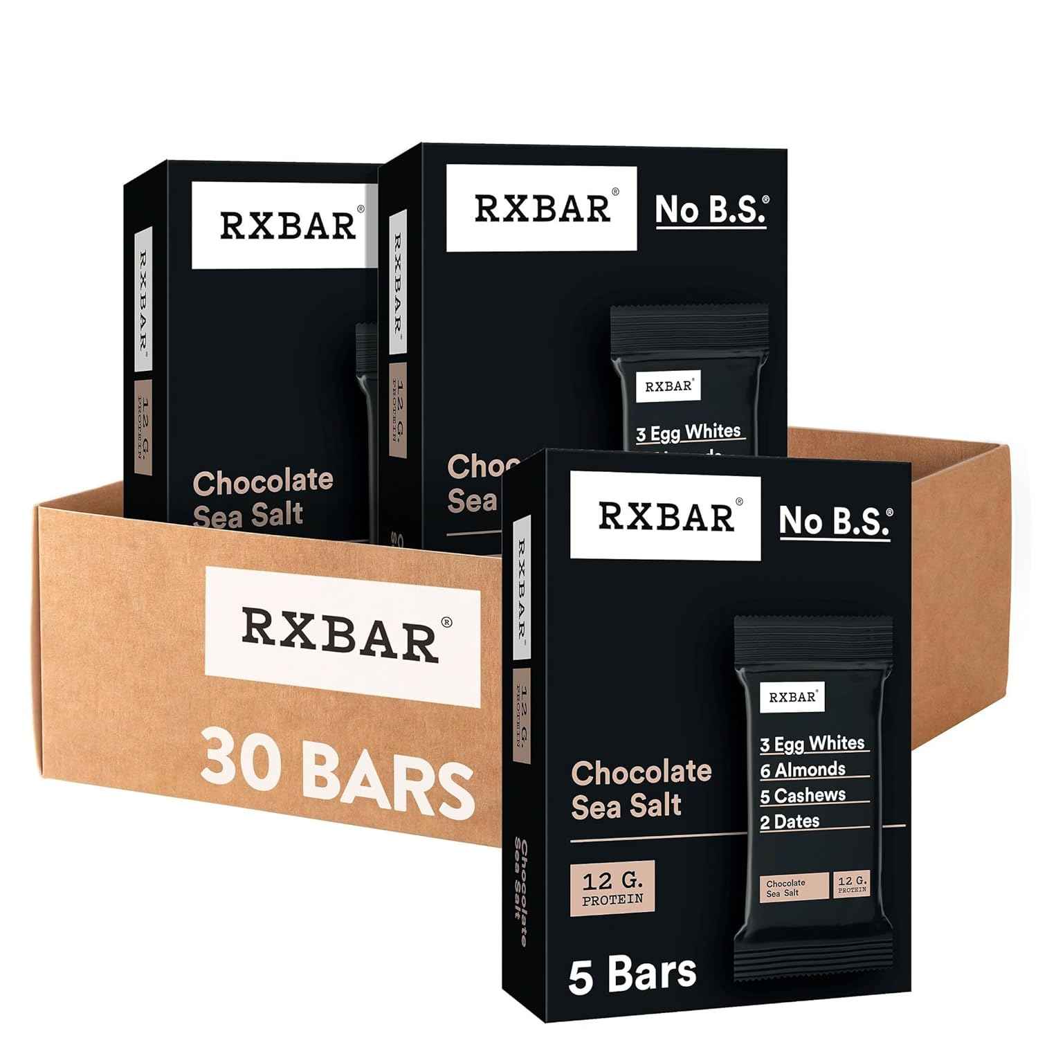 RXBAR Protein Bars, 12g Protein, Gluten Free Snacks, Chocolate Sea Salt