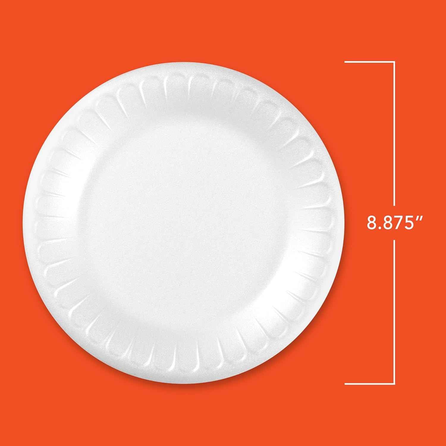 Hefty Everyday Soak Proof Disposable Foam Plates, 8.9 Inches, Disposable White Plates for Lunch, Salads, and Appetizers, Great for Everyday Use, Easy Cleanup