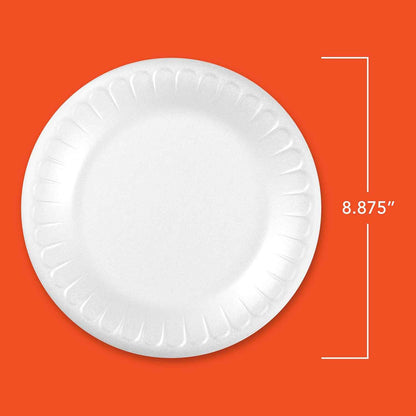 Hefty Everyday Soak Proof Disposable Foam Plates, 8.9 Inches, Disposable White Plates for Lunch, Salads, and Appetizers, Great for Everyday Use, Easy Cleanup