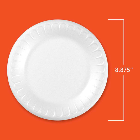 Hefty Everyday Soak Proof Disposable Foam Plates, 8.9 Inches, Disposable White Plates for Lunch, Salads, and Appetizers, Great for Everyday Use, Easy Cleanup