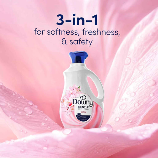 Downy Gentle Soft + Fresh Fabric Softener Liquid, Cherry Blossom Scent, Liquid Fabric Softener Designed to be Gentle on Skin