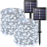 JMEXSUSS 2 Pack Solar String Lights Outdoor Waterproof, Each 33FT 100 LED Solar Christmas Lights Outdoor, 8 Modes White Fairy Light for Outside Yard Tree Patio Garden Wedding Christmas Decorations