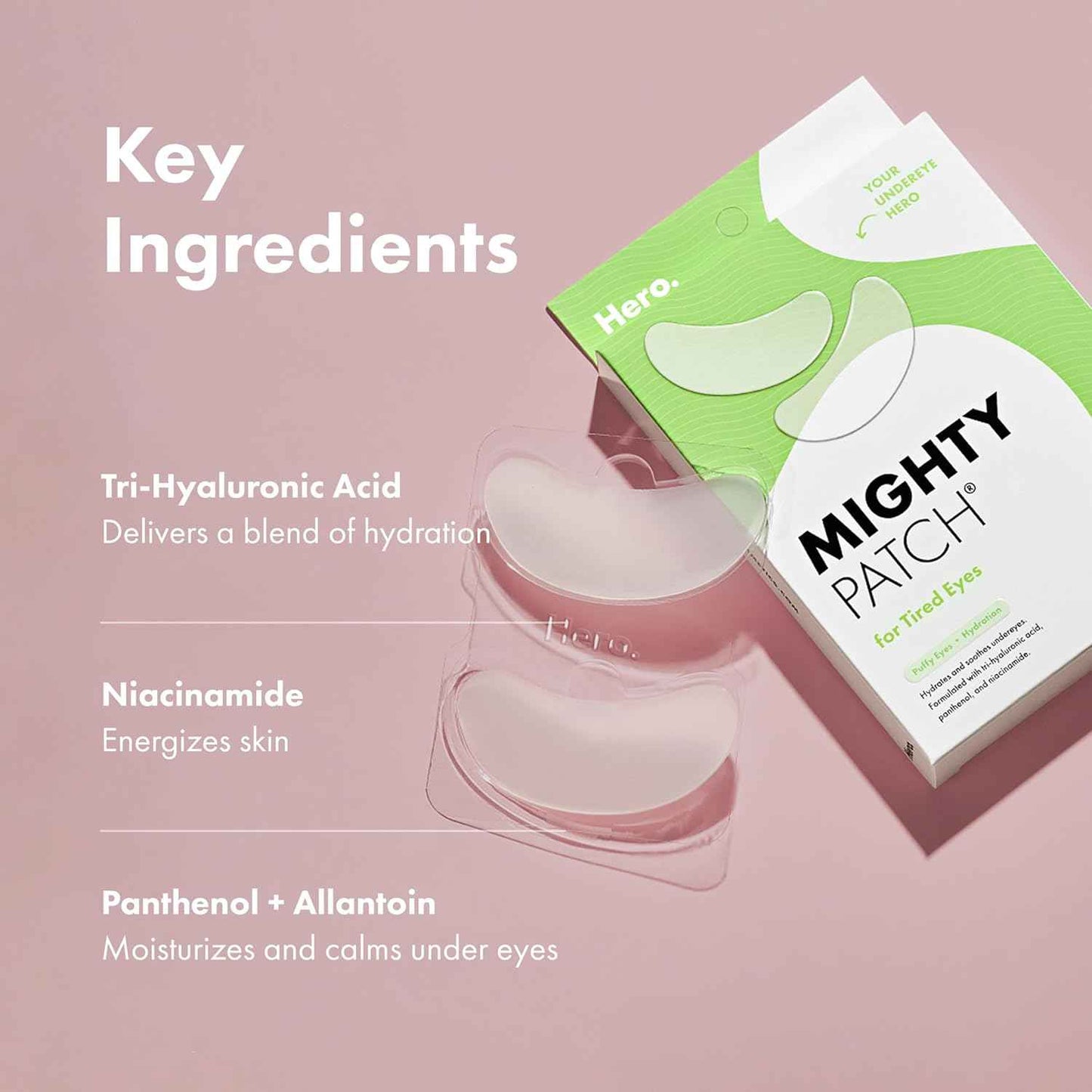 HERO COSMETICS Mighty Patch™ for Tired Eyes Patches - Soothing Hydrogel Patches - Awakens and Visibly De-puffs Undereyes with Multiple Applications