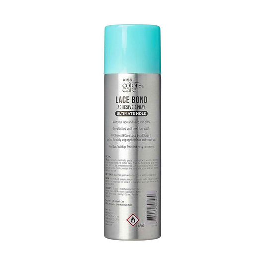 KISS Colors & Care Lace Bond Adhesive Spray Ultimate Hold 11.1 oz. - Adhesive for Lace Frontals, Sweat Proof, Water-Resistant, Fast Drying, Efficient Nozzle, Convenient, Super Secure for All Day