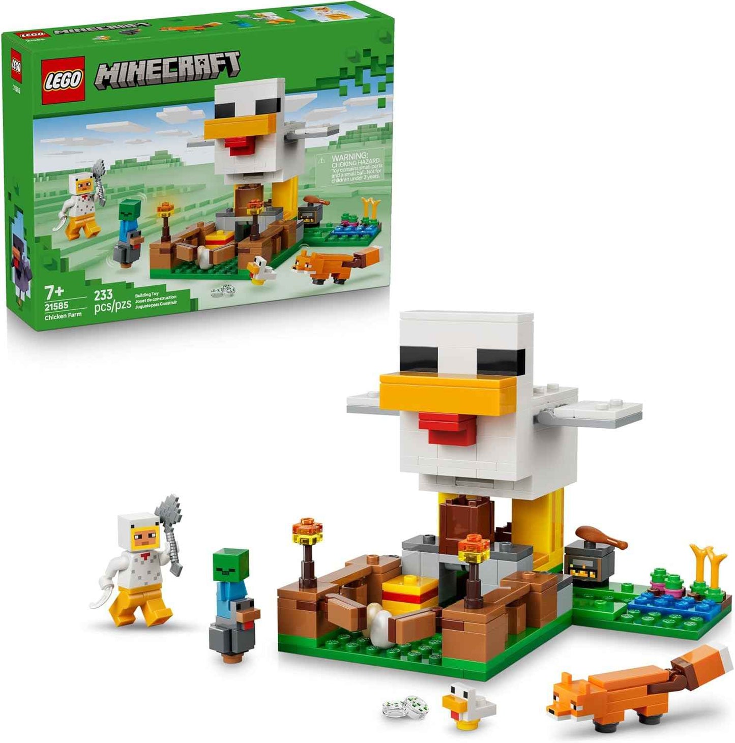 LEGO Minecraft Chicken Farm Building Toy for Kids - Video Game Playset & Figures for Boys & Girls, Ages 7+ - Gift for Birthdays - 21585