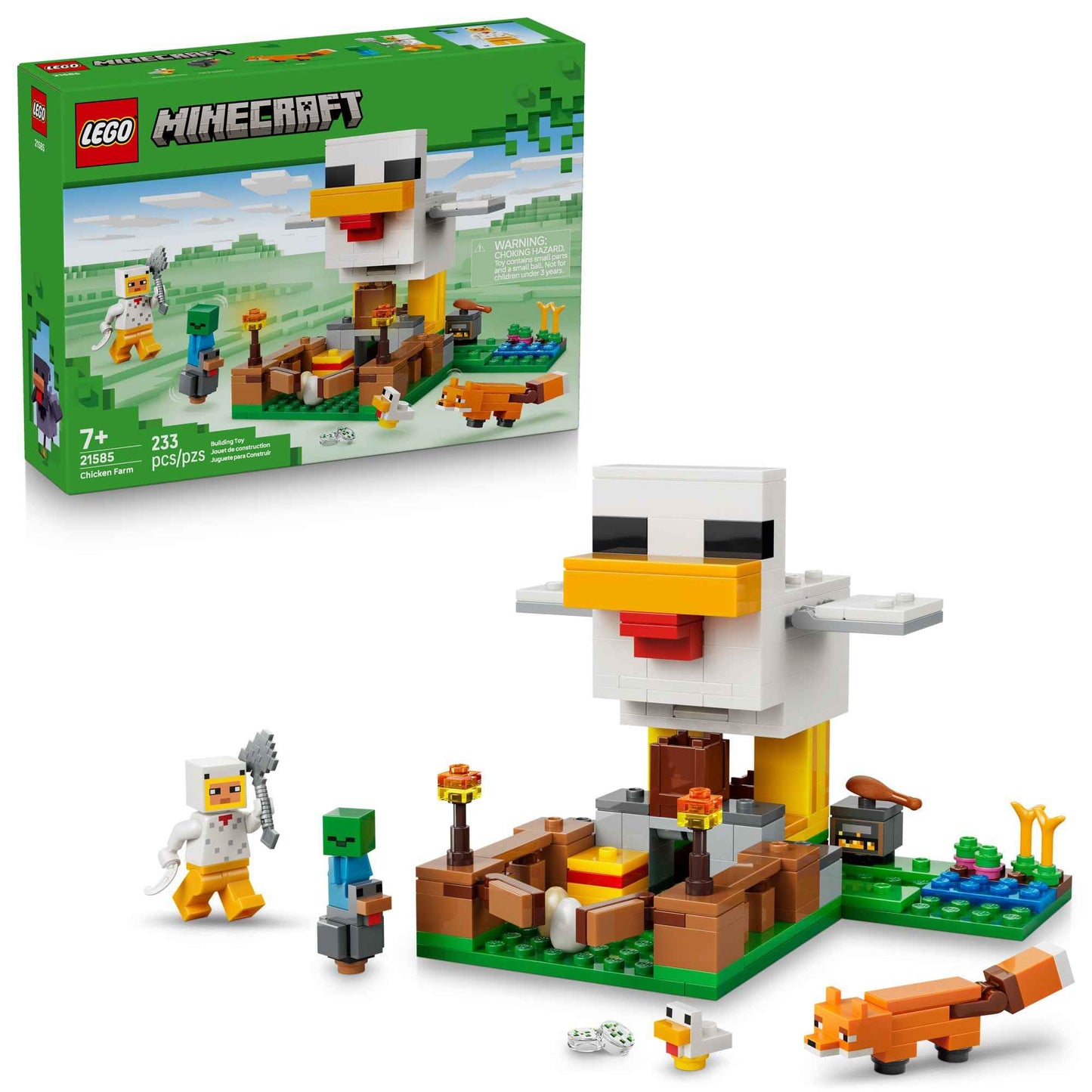 LEGO Minecraft Chicken Farm Building Toy for Kids - Video Game Playset & Figures for Boys & Girls, Ages 7+ - Gift for Birthdays - 21585