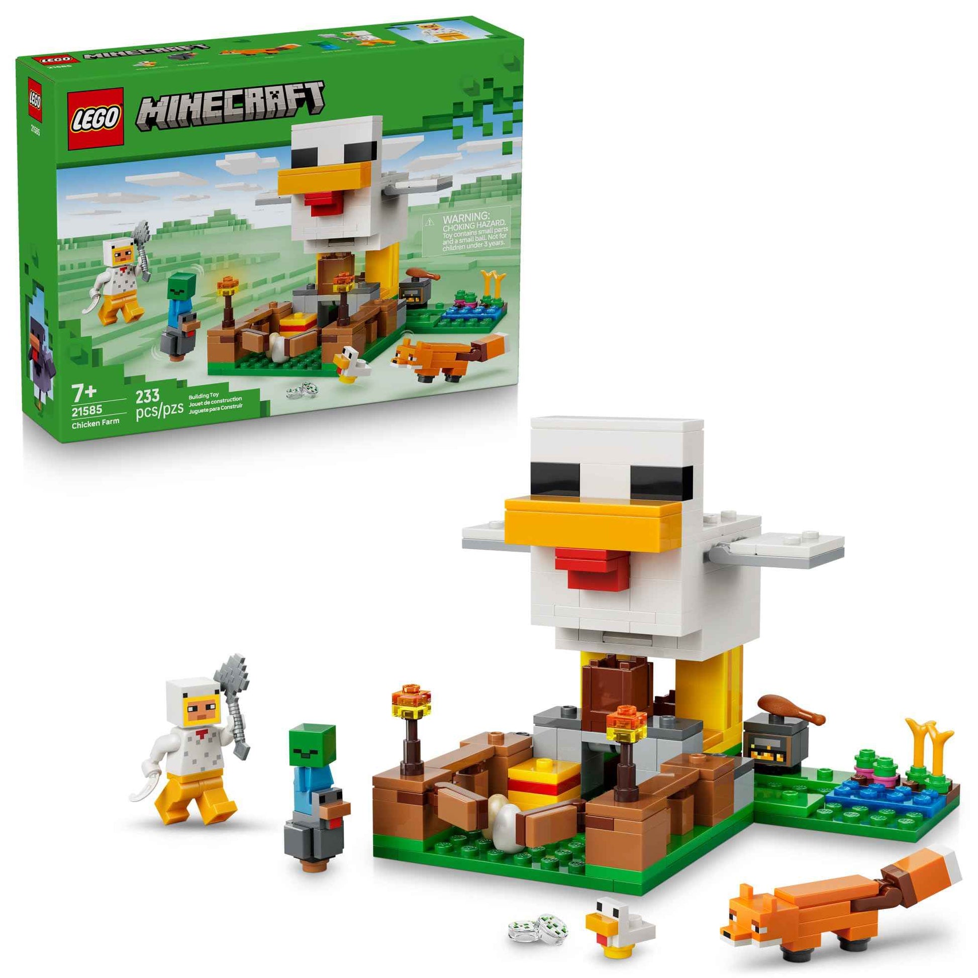 LEGO Minecraft Chicken Farm Building Toy for Kids - Video Game Playset & Figures for Boys & Girls, Ages 7+ - Gift for Birthdays - 21585