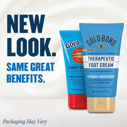 Gold Bond Therapeutic Foot Cream, 4 oz., With Jojoba & Peppermint Oil, Foot Moisturizer- pack of 3