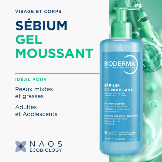 Bioderma - Face Cleanser - Sébium - Makeup Removing Cleanser - Skin Purifying - Face Wash for Combination to Oily Skin