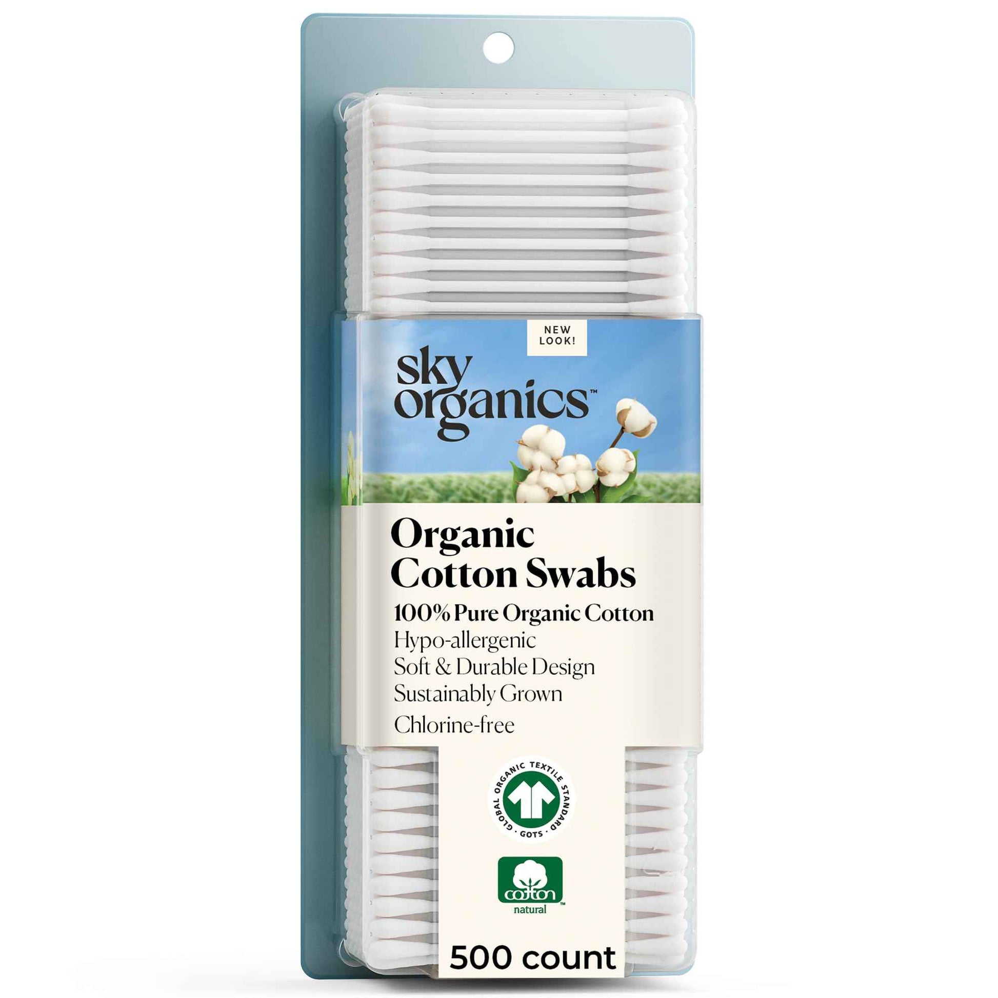 Sky Organics - Organic Cotton Swabs - Ultra Soft Tips - Strong & Durable - Hypoallergenic - Chlorine Free - Sustainable - Natural, Vegan & Cruelty Free - Skin Care & Self Care